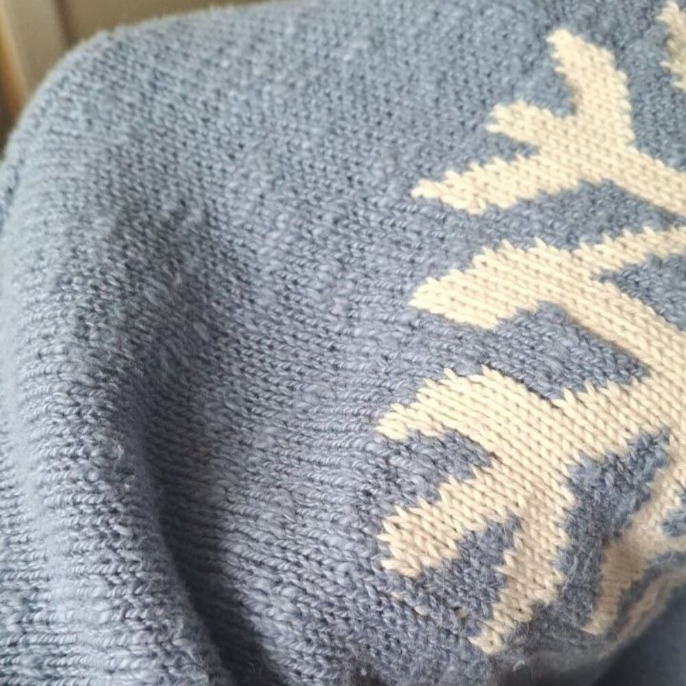Cotton Country by Parkhurst Snow Day Turtle Neck Sweater in Grey Blue - Picture 2 of 10
